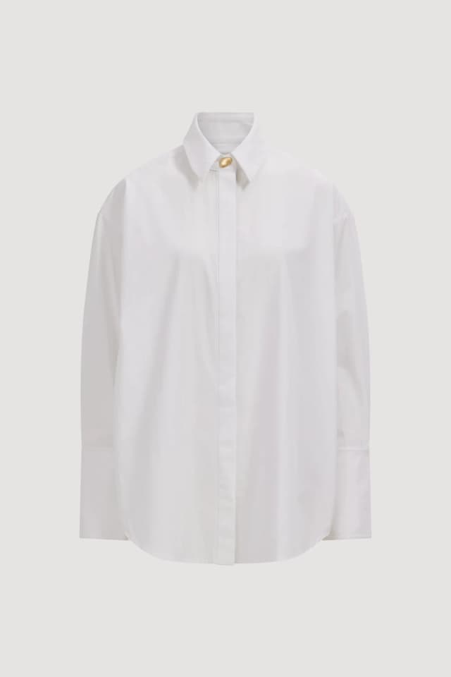 AJE Sloane Poplin Shirt in IVORY, image 1 of 1 from Aje