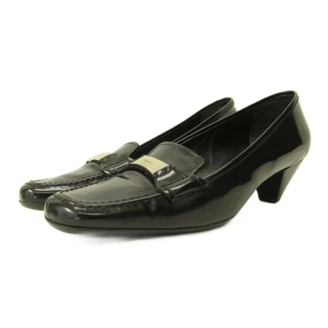 Prada Pumps Shoes Heels Logo Leather Black in Black Leather from The Reluxe, photo 1 of 1
