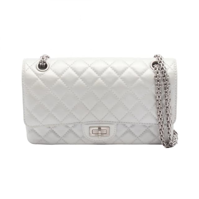 Chanel Shoulder Bag 2.55 Quilted Mademoiselle Chain Silver Leather Double Flap in Silver Leather from The Reluxe, photo 1 of 1