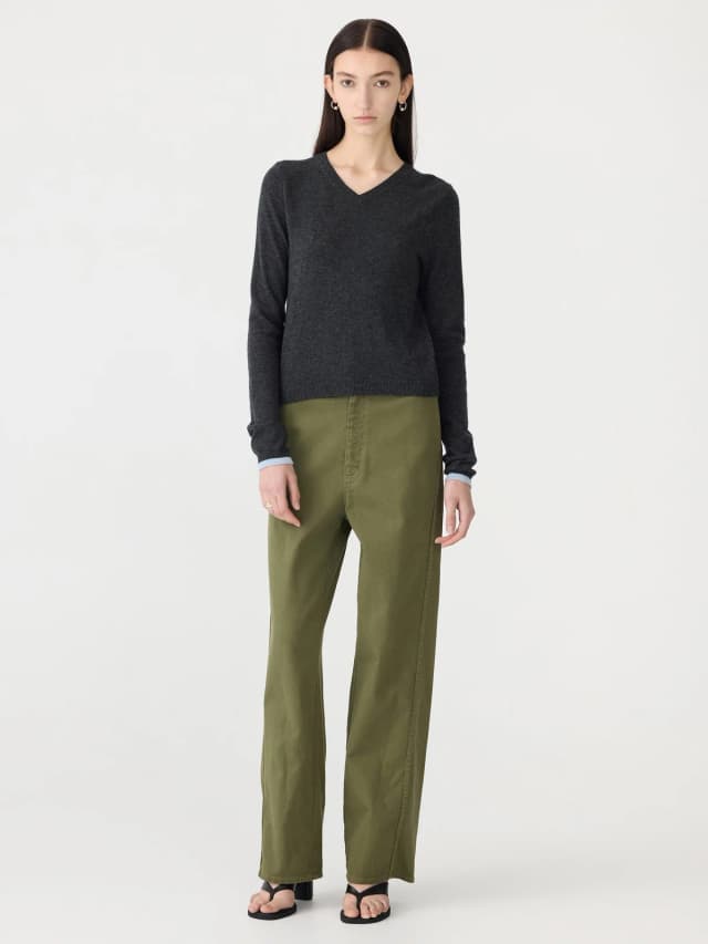 Bassike Cotton Twill Wide Leg Pant, image 1 of 1 from bassike