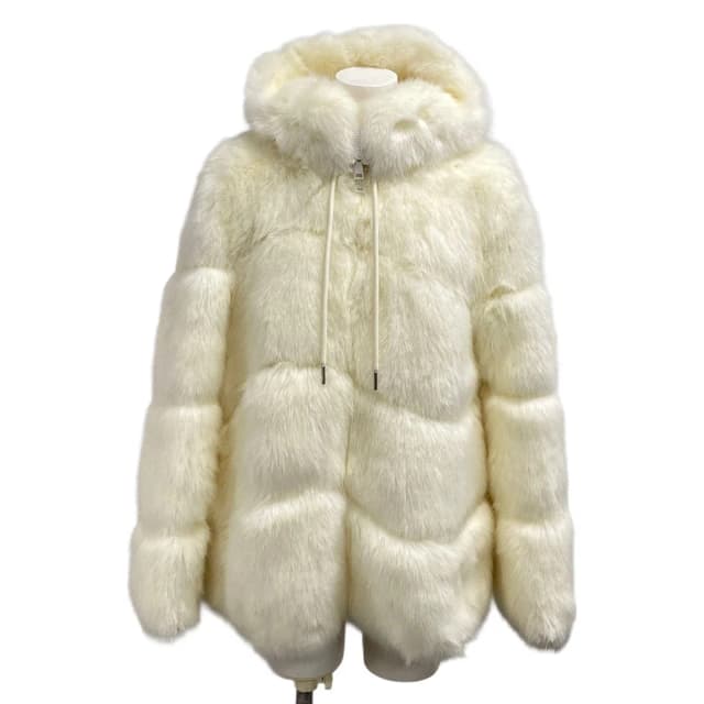 Moncler Down Jacket XS Epilobe White Long Sleeve Faux Fur Zip Up Hood 0 in White from The Reluxe, photo 1 of 1