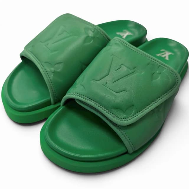 Louis Vuitton Miami Line Monogram Embossed Leather Shower Sandals Slide 6 in Leather from The Reluxe, photo 1 of 1