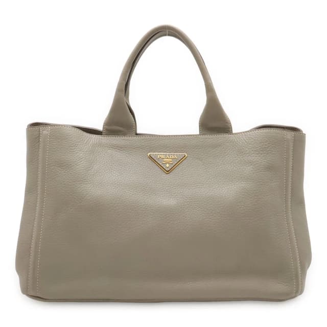 Prada Canapa Tote Large Handbag Leather Gray Gold in Grey Leather from The Reluxe, photo 1 of 1