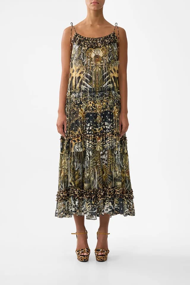 Camilla eBoutique GATHERED TIERED DRESS WITH FRILL DETAIL FELINE FOLKLORE, image 1 of 1 from CAMILLA