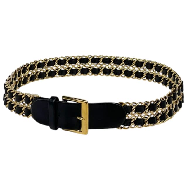 Chanel Belt Chain Leather Black Gold in Black Leather from The Reluxe, photo 1 of 1