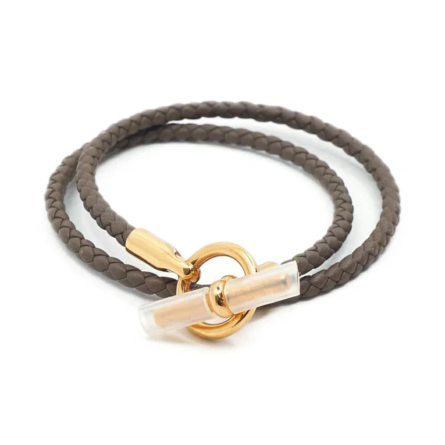 Hermès Bracelet Glenan Double Tour Gray Leather Pink Gold 16 in Pink Leather from The Reluxe, photo 1 of 1