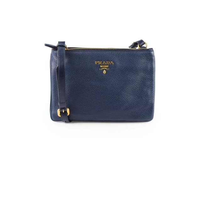 Prada Vitello Daino Phenix Crossbody Bag Navy Blue in Navy Leather from The Purse Affair, photo 1 of 1