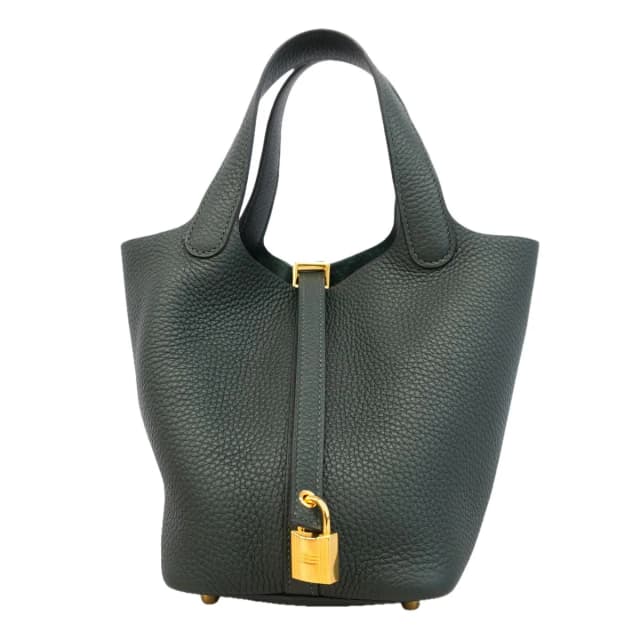 Hermès Handbag Picotin Lock PM Taurillon Clemence Vert Gold in Green Clemence leather from The Reluxe, photo 1 of 1