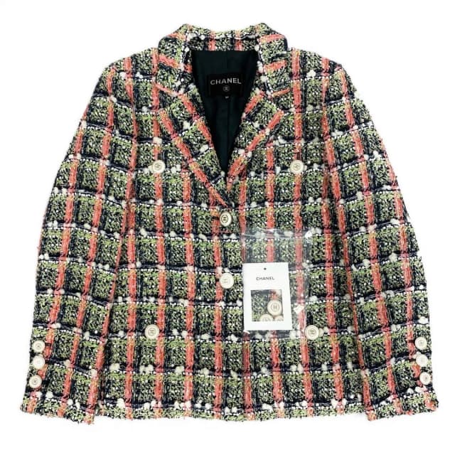 Chanel Line Sequin Mix Jacket CC Logo Button Multicolor in Multicolor Silk from The Reluxe, photo 1 of 1