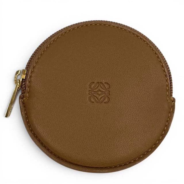 Loewe Sheepskin Anagram Round Zip Leather Coin Case Brown in Brown Leather from The Reluxe, photo 1 of 1