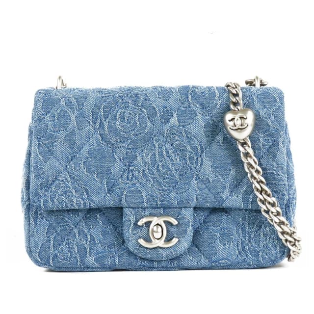 Chanel Camellia Denim Flap Blue Silver Chain Shoulder Bag in Blue Denim from The Reluxe, photo 1 of 1