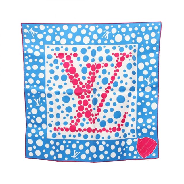 Scarf LV YK Carre 45 Infinity Dot Blue Silk YK Yayoi Kusama in Blue Silk from The Reluxe, photo 1 of 1