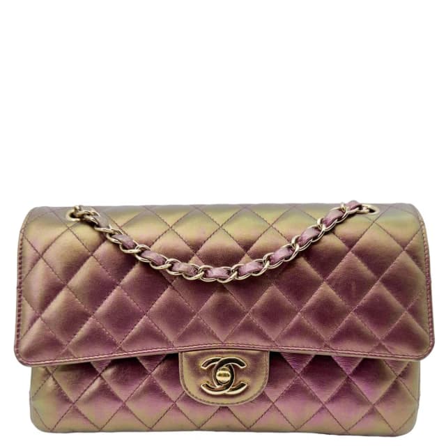 Chanel Classic Double Flap Medium Quilted Iridescent Leather Shoulder Bag Multicolor in Multicolor Leather from Dallas Designer Handbags, photo 1 of 1