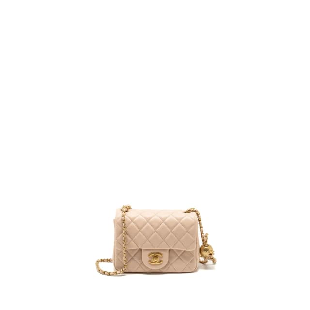 Chanel 22C pearl crush mini square flap bag lambskin pink Ghw (microchip) in Pink Lambskin from EMIER, photo 1 of 1