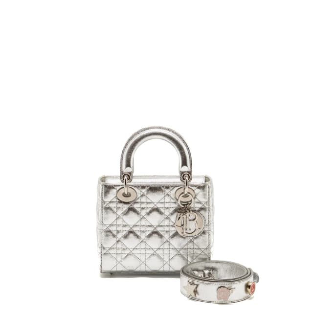 Small Lady Dior My ABCDior Bag Metallic Cannage Calfskin Silver SHW in Silver Calfskin from EMIER, photo 1 of 1