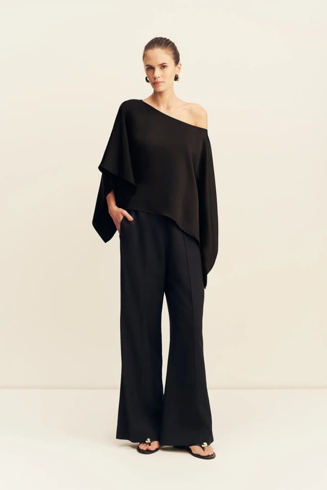 Shona Joy SAVANNA DRAPED CAPE TOP - BLACK, image 1 of 1 from Shona Joy