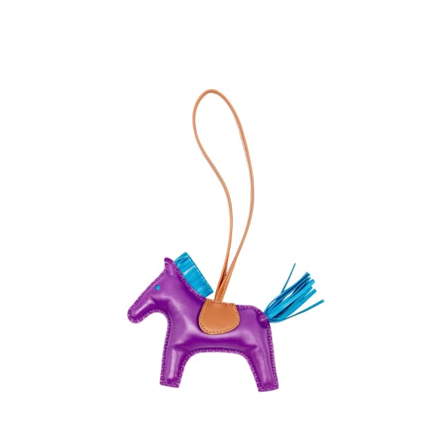Hermès Rodeo MM Bag Charm Purple/Teal/Brown in Brown Leather from EMIER, photo 1 of 1