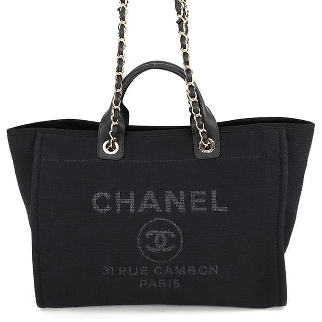Chanel Deauville 2WAYTote Bag BlackA66941 Canvas Leather Size GM in Canvas from GALLERY RARE, photo 1 of 1
