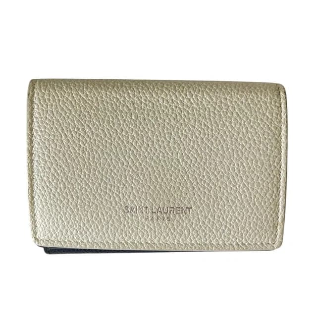 Saint Laurent Compact Tiny Wallet Bicolor White Black in Black Leather from The Reluxe, photo 1 of 1