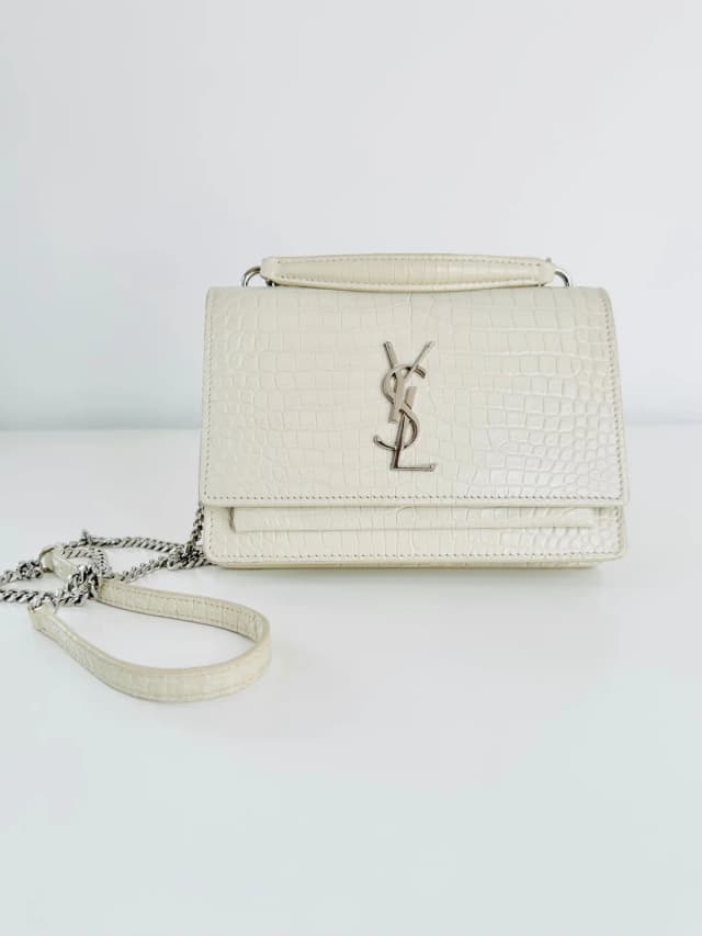 Saint Laurent Croc Embossed Leather Sunset Wallet On Chain in Crocodile from Edit Second Hand, photo 1 of 1