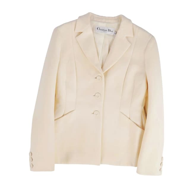 Dior Tailored Jacket Bar Blazer Wool Silk Ivory US 6 in White Silk from The Reluxe, photo 1 of 1
