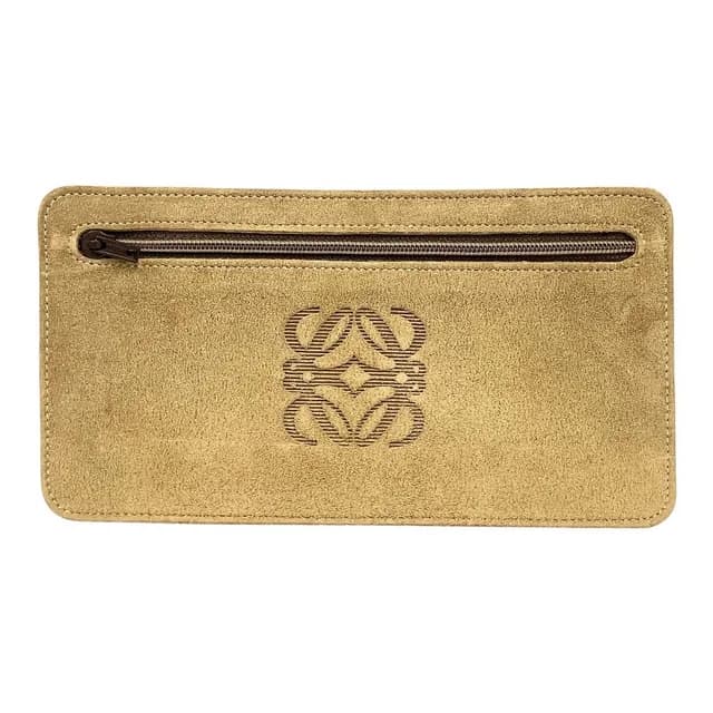 Loewe Wallet Case Flat Pouch Suede Leather Anagram Logo Vintage Beige in Beige Suede from The Reluxe, photo 1 of 1