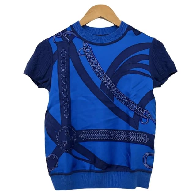 Hermès Short Sleeve Sweater 34 S Blue Crew Neck Silk in Blue Silk from The Reluxe, photo 1 of 1
