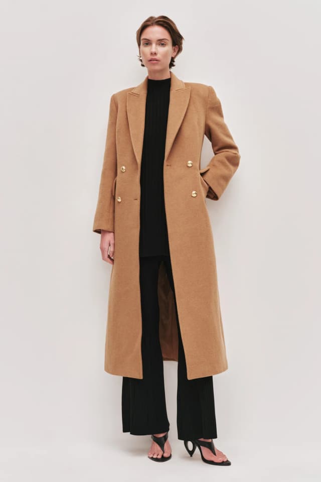 AJE Harper Wool Coat in PECAN, image 1 of 1 from Aje