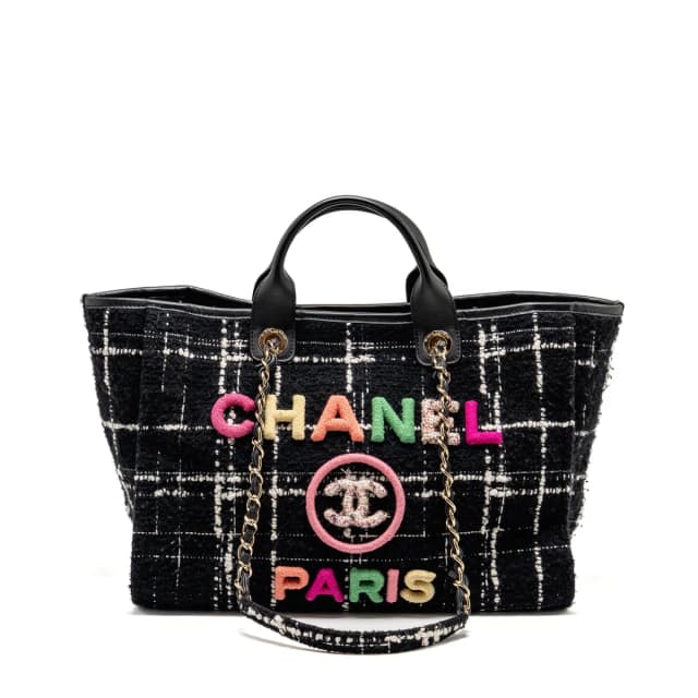 Chanel Deauville tote tweed black / multicolor LGHW (microchip) in Black Tweed from EMIER, photo 1 of 1