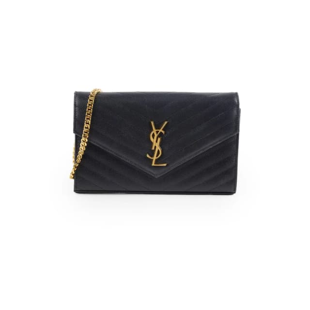 Saint Laurent Envelope Wallet On Chain Black GHW in Black Leather from The Purse Affair, photo 1 of 1