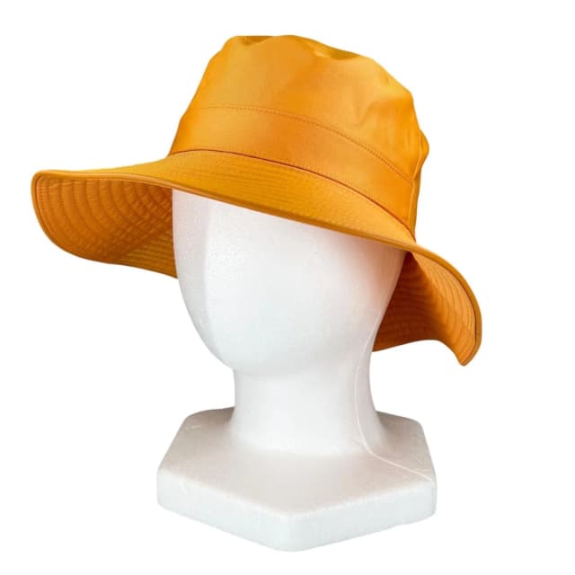 Hermès Logo Embroidery Leather Trim Bucket Hat Orange 56 in Orange Leather from The Reluxe, photo 1 of 1