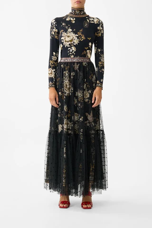 Camilla eBoutique WAISTBAND RUFFLE HEM SKIRT FLAMENCO FOLKLORE, image 1 of 1 from CAMILLA
