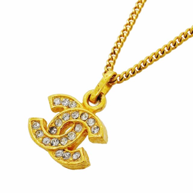 Chanel Necklace Vintage CC Logo Gold Plated Rhinestone in Gold from The Reluxe, photo 1 of 1