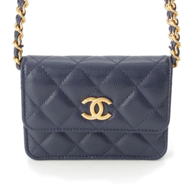 Chanel Quilted Mini Caviar Leather Coco Buttons Chain Shoulder Bag Navy in Navy Caviar leather from The Reluxe, photo 1 of 1