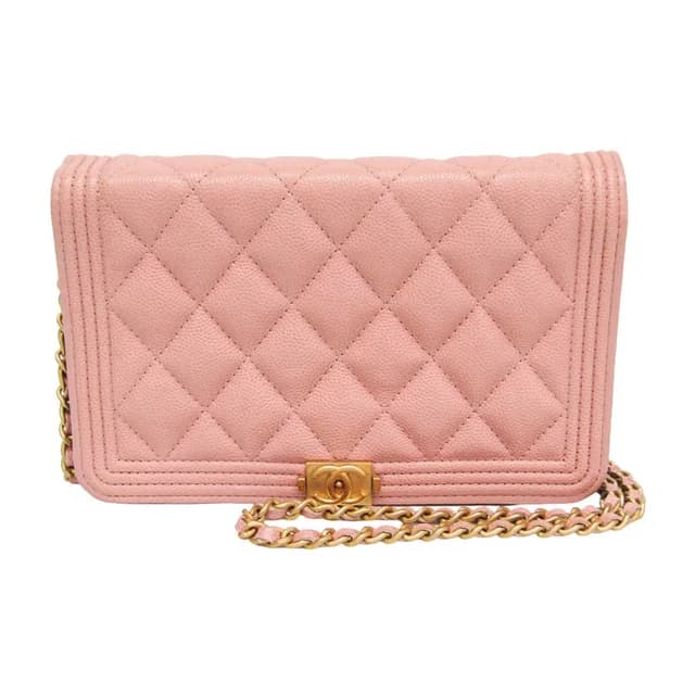 Boy Chanel Women's Grained Calfskin Chain/Shoulder Wallet Pink in Pink Grained Calfskin from Elady, photo 1 of 1
