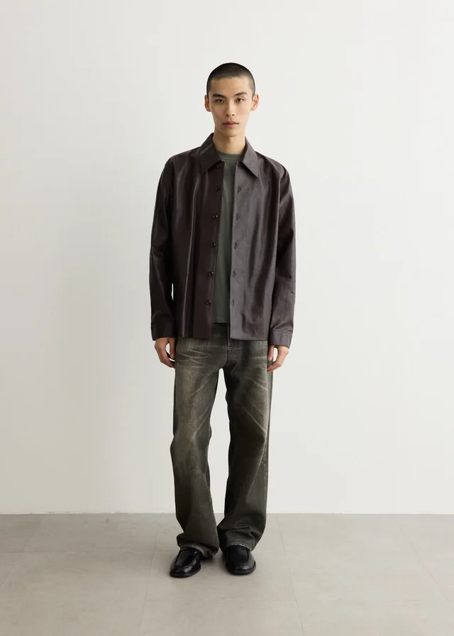 Our Legacy Welding Shirt in Umber Brown Fluid Calfskin, image 1 of 1 from Incu