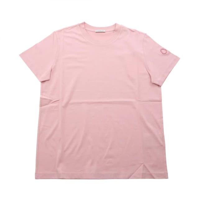 Moncler Short Sleeve T-Shirt Pink Cotton in Pink from The Reluxe, photo 1 of 1