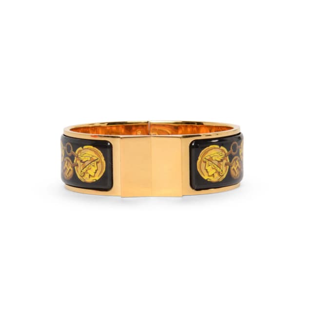 Hermès Gold Plated Enamel Kavalla Clic Clac H Bracelet in Black from Blue Spinach, photo 1 of 1