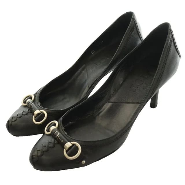 Dior Pumps Round Toe Logo Leather Black SS Heel 36 in Black Leather from The Reluxe, photo 1 of 1