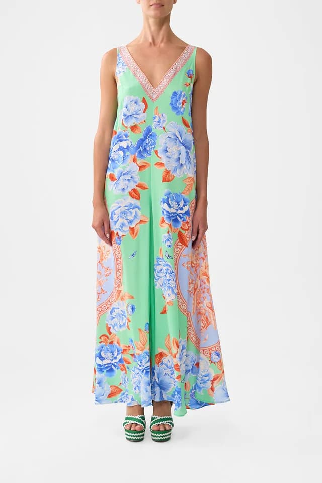 Camilla eBoutique V NECK FLARED JUMPSUIT TOPKAPI POP, image 1 of 1 from CAMILLA