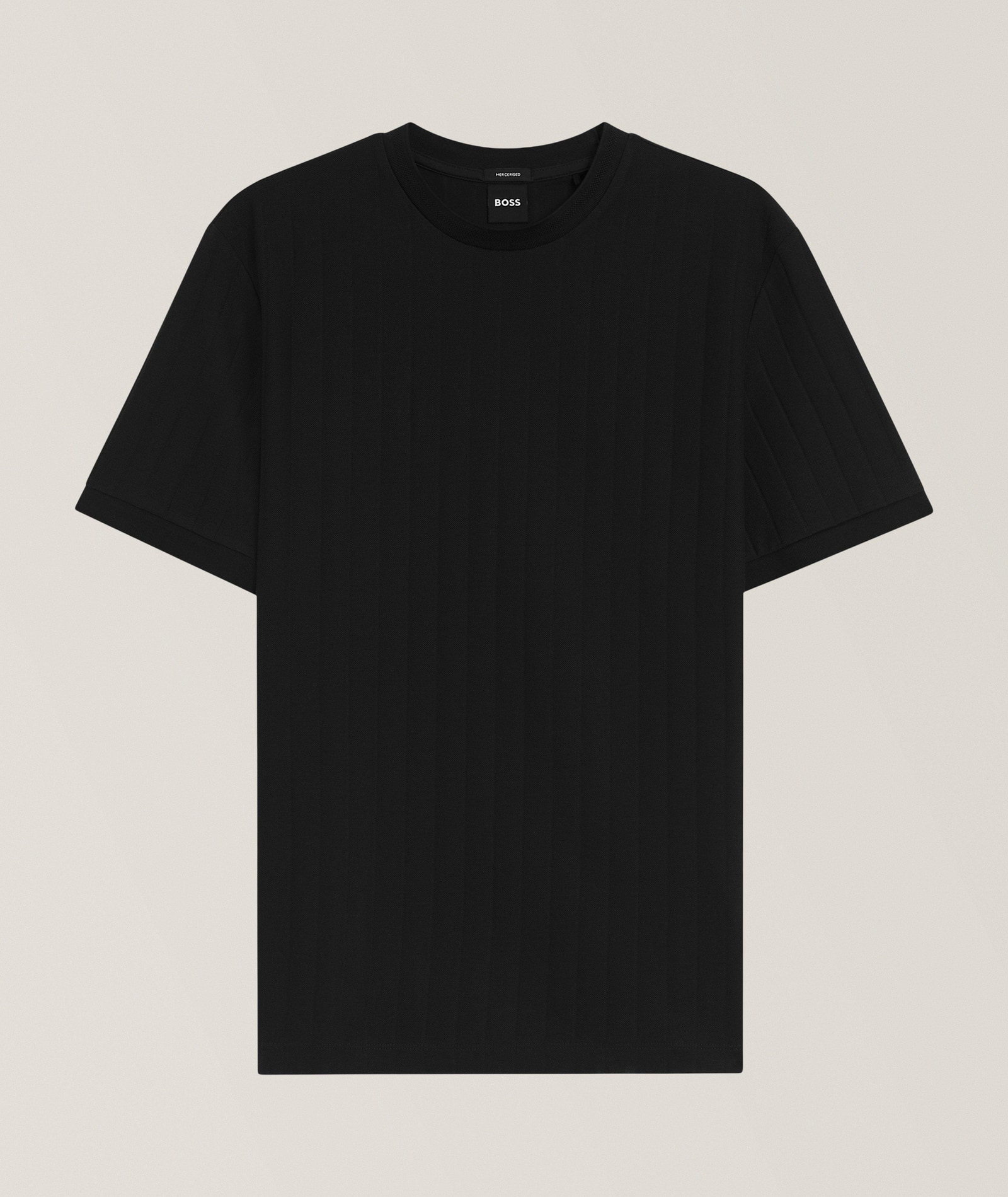 BOSS Thompson Stripes Mercerized Cotton T-Shirt in Black, image 1 of 1 from Harry Rosen