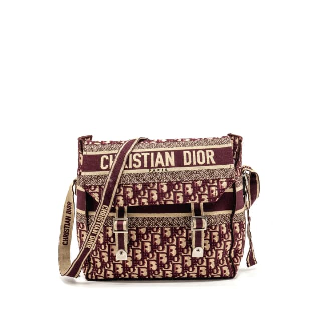 Dior Crossbody Messenger Bag Oblique Canvas Burgundy/Beige SHW in Beige Canvas from EMIER, photo 1 of 1