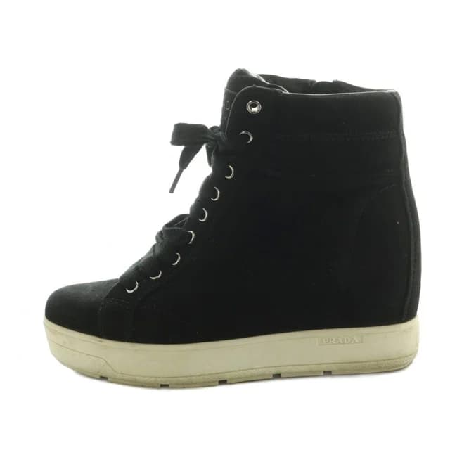 Prada Sport High-Top Sneakers Shoes Thick Sole Suede Black 35.5 in Black Suede from The Reluxe, photo 1 of 1
