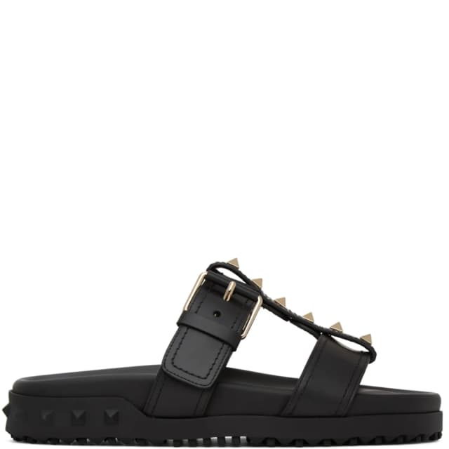 VALENTINO GARAVANI Rockstud Flat Base Slide, Black, image 1 of 1 from Cultstatus