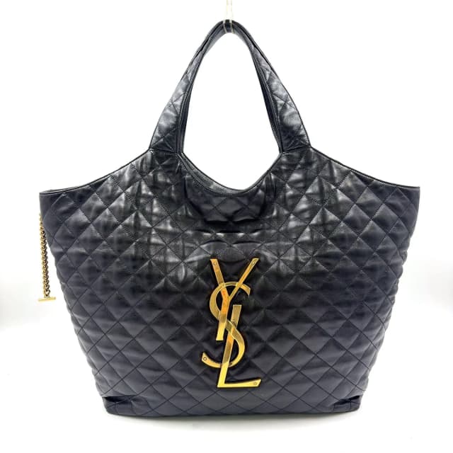 Saint Laurent Icare Maxi Lambskin Black Tote Bag Gold in Black Lambskin from The Reluxe, photo 1 of 1