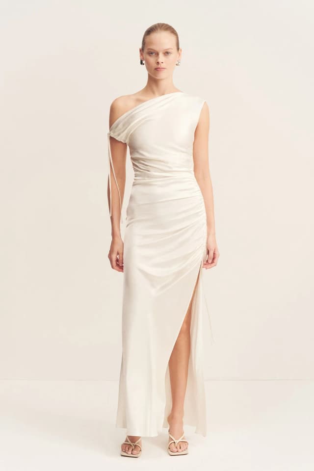 Shona Joy LA LUNE GATHERED MAXI DRESS - WHITE, image 1 of 1 from Shona Joy