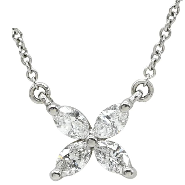 Tiffany & Co. Necklace Victoria Diamond Platinum Silver T&Co Flower Motif in Silver from The Reluxe, photo 1 of 1