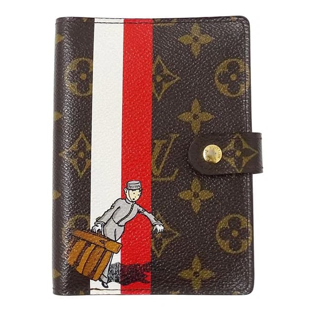Louis Vuitton Notebook Cover Monogram Groom Agenda PM Rouge Brown Red Stationery in Brown Coated canvas from The Reluxe, photo 1 of 1
