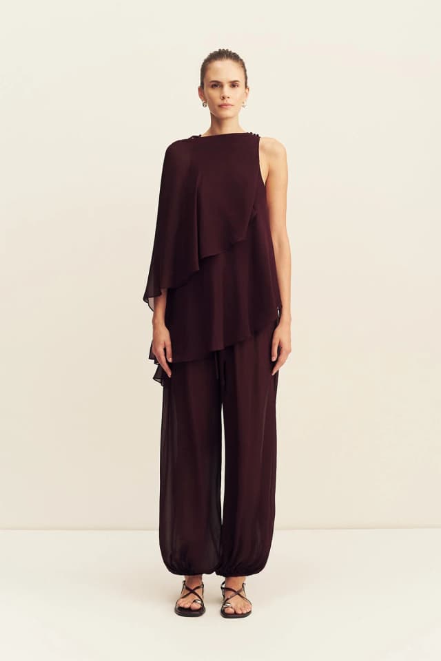 Shona Joy AMINA ASYMMETRICAL TIERED TOP - WINE TASTING, image 1 of 1 from Shona Joy