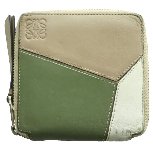 Loewe Anagram Puzzle Compact Zip Wallet Bifold Leather Multicolor Mocha White SS in White Leather from The Reluxe, photo 1 of 1